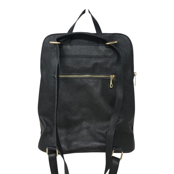 Borse In Pelle Black Pebbled Leather Convertible Purse Backpack Bag main image 6